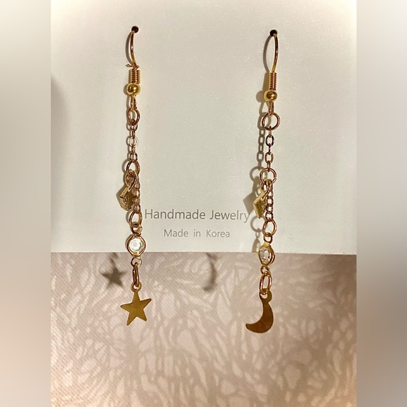 Handmade Star-Moon Earrings - Picture 2 of 2